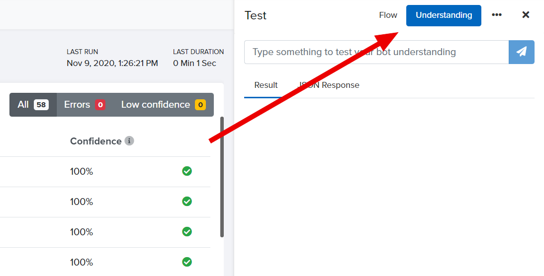 Test understanding is available under the Understanding tab in the Test console.