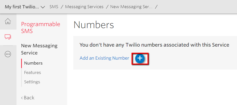 Phone number assignment in Twilio console.