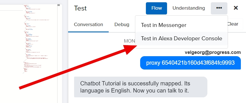Test dropdown menu in the NativeChat portal.