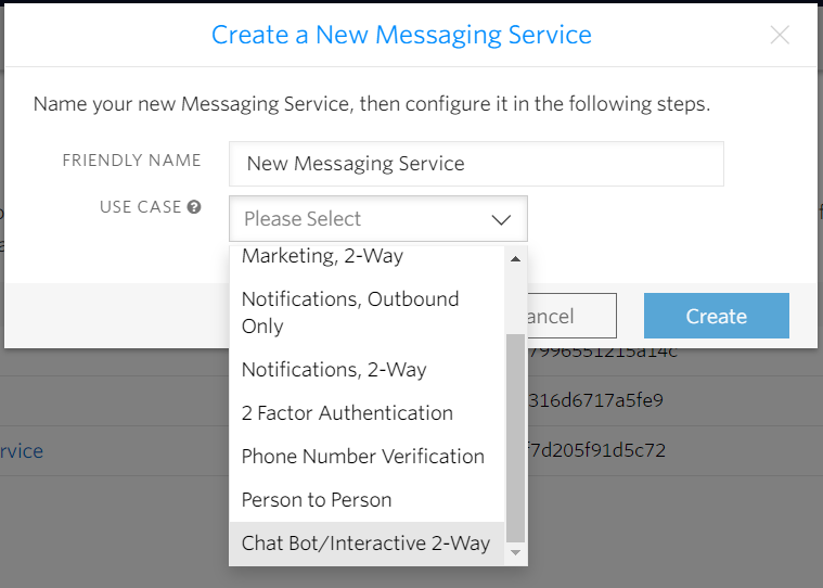 Programmable SMS in Twilio console.